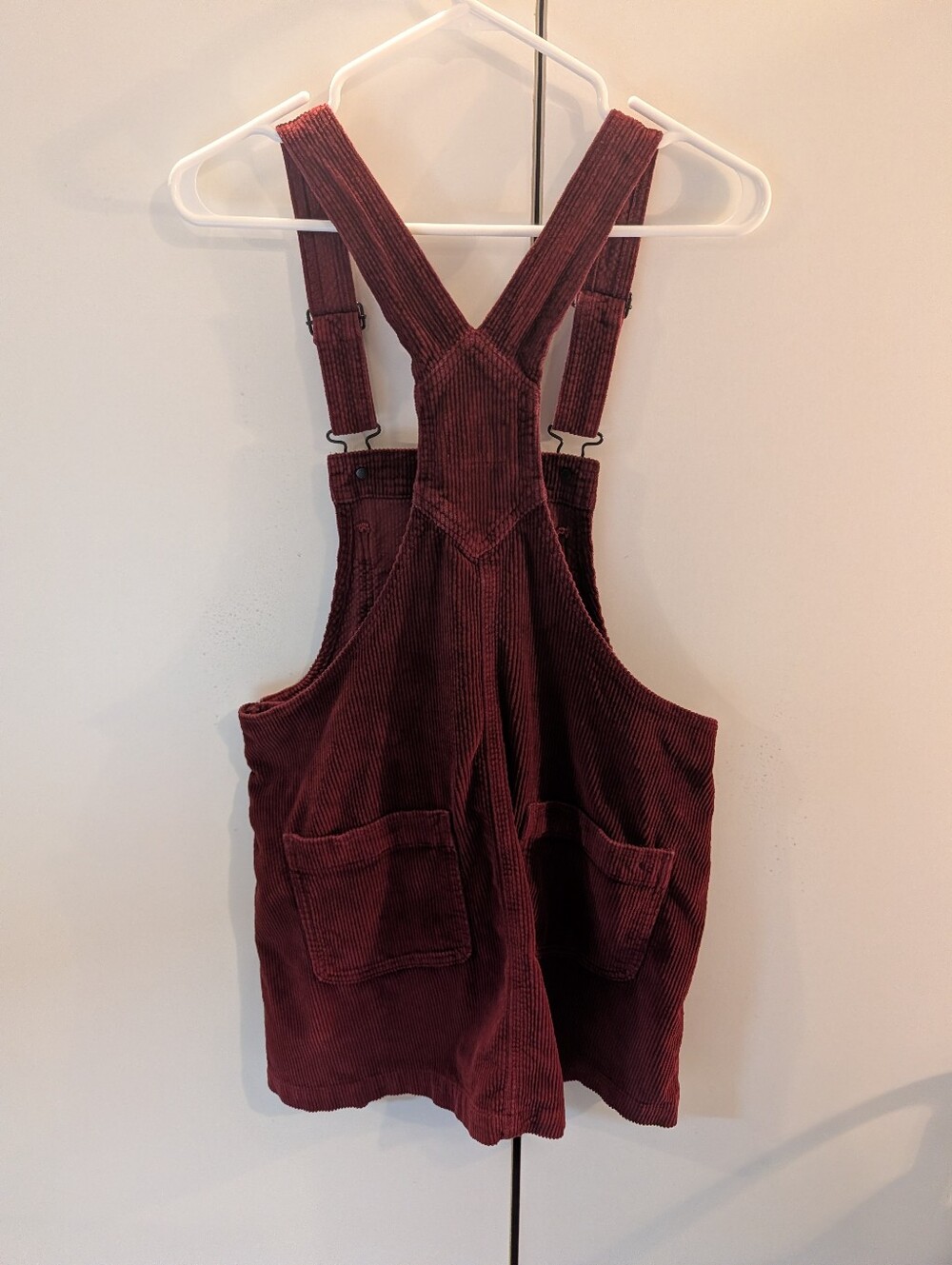 American Eagle Small Corduroy Overall Skirt  in Deep Burgundy - Picture 4 of 6